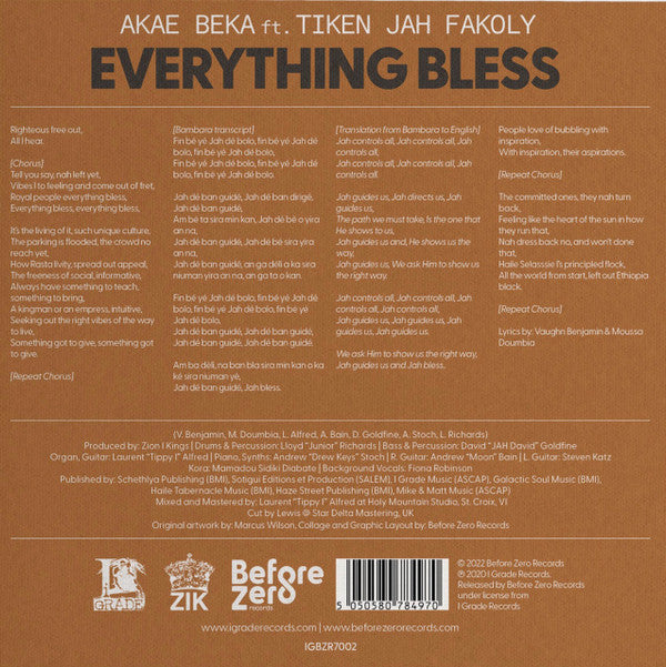 Akae Beka, Tiken Jah Fakoly : Everything Bless (7")