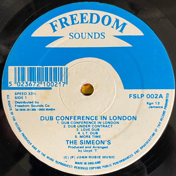 The Simeons : Dub Conference In London (LP, Album, RP)