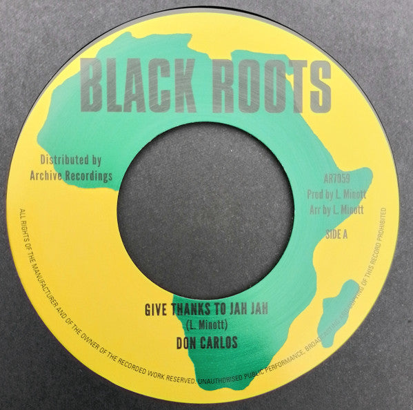 Don Carlos (2) : Give Thanks To Jah Jah (7", Single)