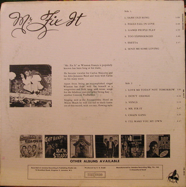 Winston Francis : Mr. Fix It (LP, Album, RP)