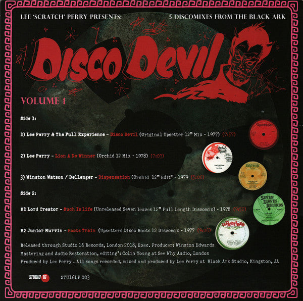 Lee 'Scratch' Perry* : Disco Devil Vol. 1 (5 Classic Discomixes From The Black Ark Studio 1977-9) (LP, Comp)