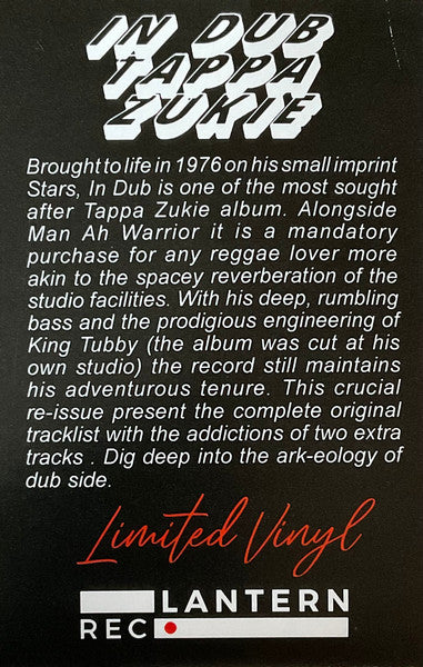 Tapper Zukie : In Dub (LP, Album, Ltd, RE)