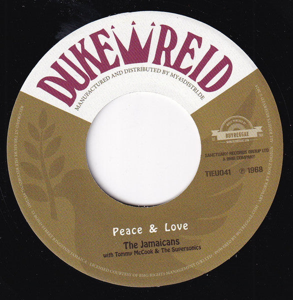 The Jamaicans With Tommy McCook & The Supersonics / Errol Brown (2) : Peace & Love / Many Questions (7", RE)