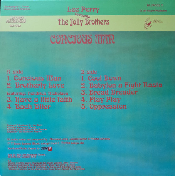Lee Perry Presents The Jolly Brothers : Concious Man (LP, Album, RP)