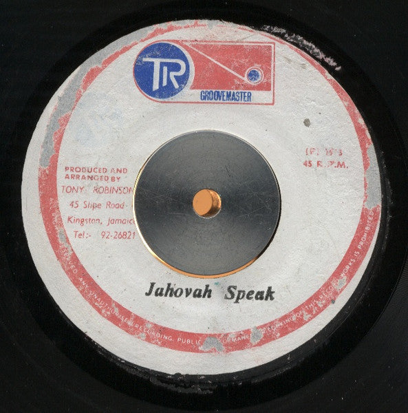 Yabby You & The Sons Of Jah : Jah Speak With Lighting & Thunder (7")
