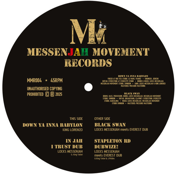 Locks MessenJAH, Lorenzo (10), Everest Dub : King Lorenzo - Down Ya Inna Babylon/ Locks MessenJAH meets Everest Dub - Black Swan (12", Single)