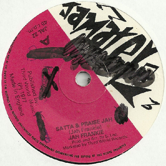 Frankie Jones (2) : Satta & Praise Jah (7")
