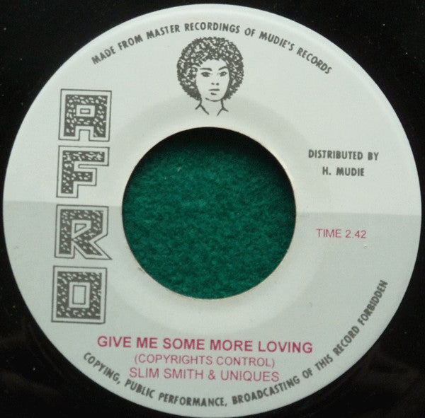 Count Ossie & Mudies All Stars / Slim Smith & The Uniques : Whispering Drums / Give Me Some More Loving (7", Single)