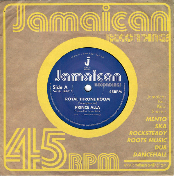 Prince Alla : Royal Throne Room / Hail Rastafari (7", Single)
