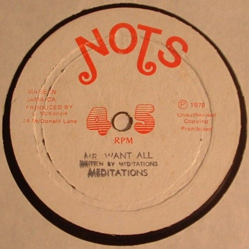 Meditations* : Mr Want All / World At War (12")