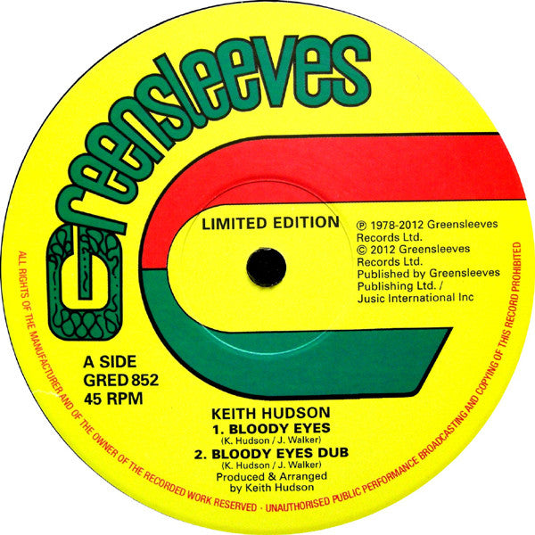 Keith Hudson : Bloody Eyes (12", RSD, Ltd, RE)