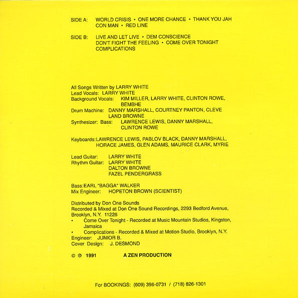 Larry White (5) : Live And Let Live (LP, Album)