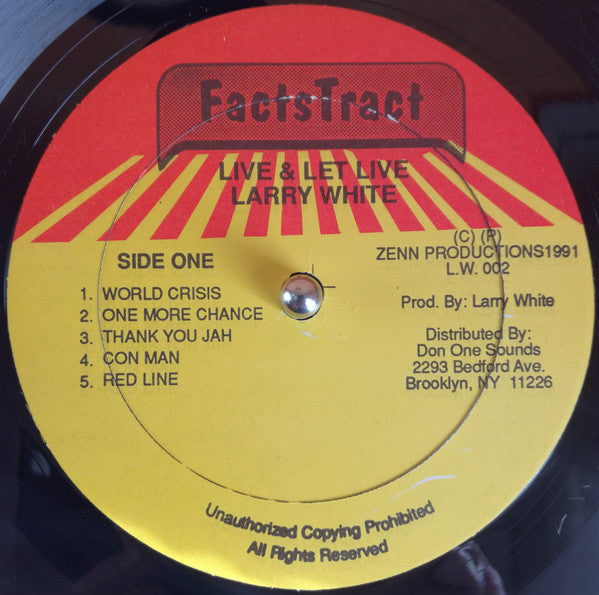 Larry White (5) : Live And Let Live (LP, Album)