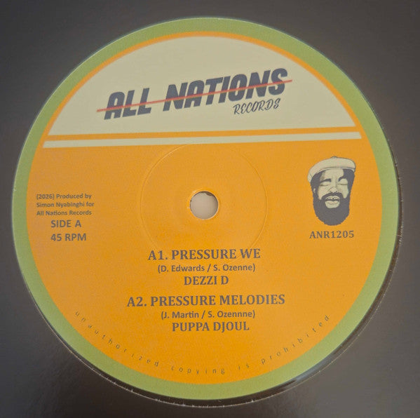 Dezzy D / Puppa Djoul / Afrikan Simba / Simon Nyabinghi : Pressure We / Pressure Melodies / Fluttering Eyes (12")