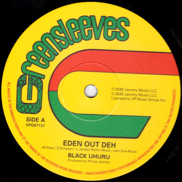 Black Uhuru : Eden Out Deh / Time To Unite (12")