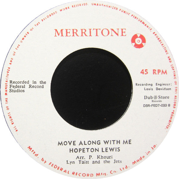 Hopeton Lewis : At The Corner Of The Street / Move Along With Me (7", Single)
