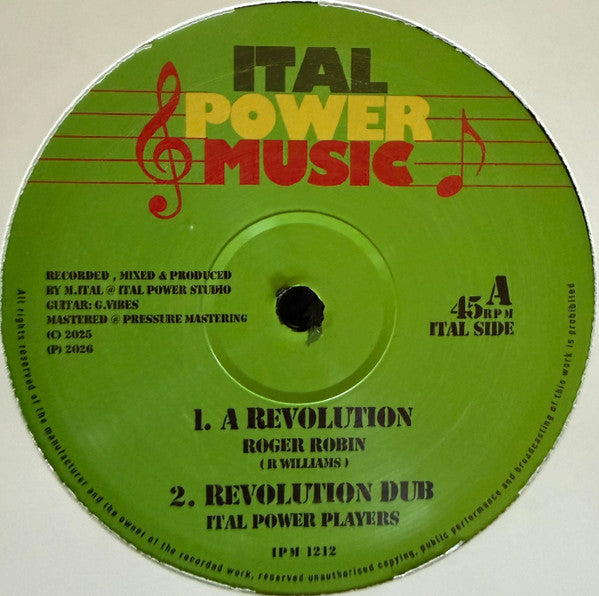 Roger Robin / M.ITAL :  A Revolution / Jah Light  (12")