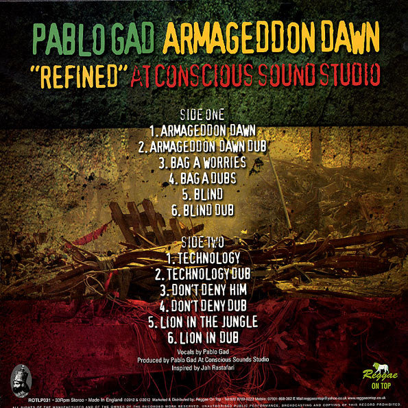 Pablo Gad : Armageddon Dawn “Refined” At Conscious Sounds Studio (LP)