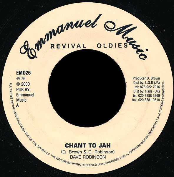Dave Robinson / Don Drummond Jr. : Chant To Jah / Dunisha (7", RE)