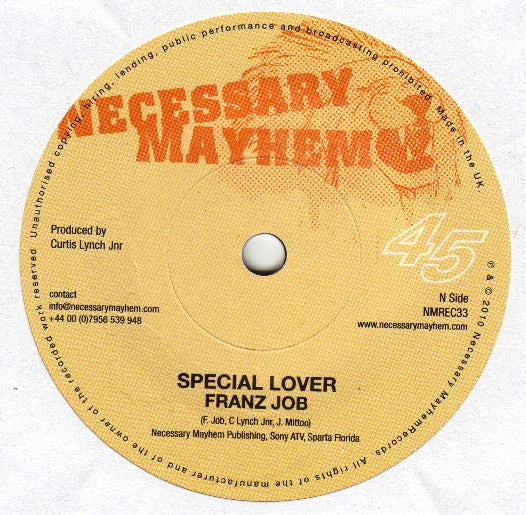 Franz Job / Benny Page & Mr Williamz : Special Lover / Pass The Kouchie (D & B Dubplate) (7", M/Print)