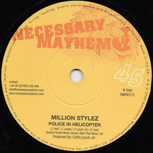 Million Stylez / YT, Mr Williamz, Blackout Ja, Michie One : Police In Helicopter / Bills (7")