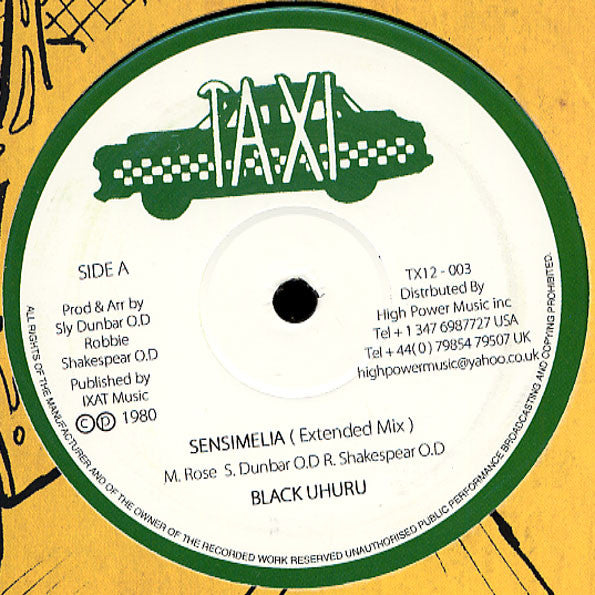 Black Uhuru : Sensimelia (Extended Mix) (12", Single, RE)