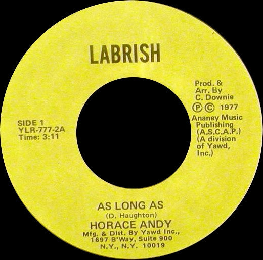 Horace Andy / Rockers All-Stars* : As Long As / Sleepy Is Awake (7")