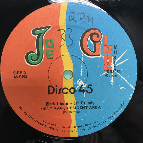 Black Uhuru / Jah Grundy / Joe Gibbs & The Professionals : Rent Man / Resident Area / Eviction  (12")