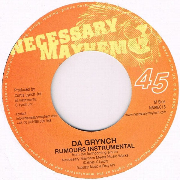 YT, Million Stylez, Tenor Fly, Blackout Ja, Mr Williamz / Da Grynch : Dubplate / Rumours Instrumental (7")