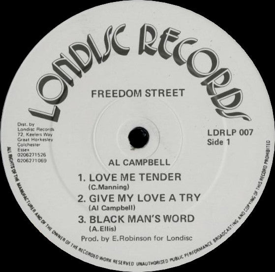 英LP Al Campbell Freedom Street LDRLP007 Londisc Records /00250 Al Campbell – Freedom Street – Vinyl (LP, Album), 1984