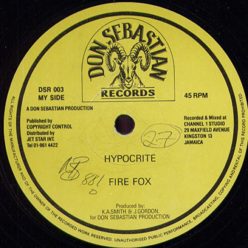 Fire Fox (3) / Jim Irie : Hypocrite / Wild African (12")