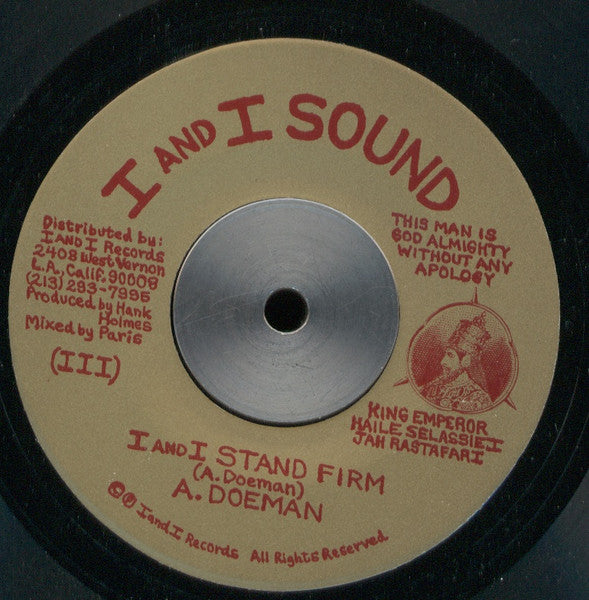 Anthony Doeman : I And I Stand Firm (7")