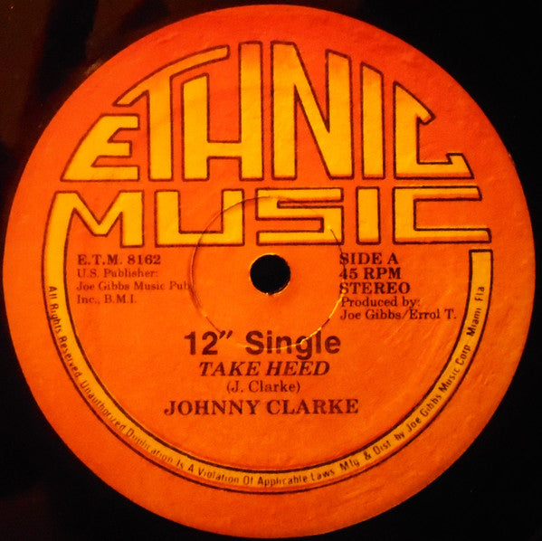 Johnny Clarke / Jackie Edwards : Take Heed / Survival Is The Game  (12", Single)