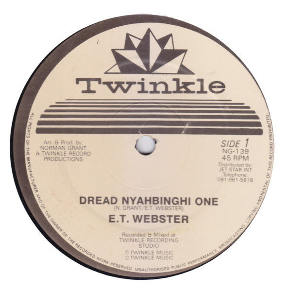 E.T. Webster* : Dread Nyahbinghi One / Mount Zion (12")