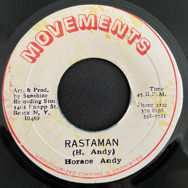 Horace Andy / Sunshine All Stars : Rastaman / Ras Man (7")