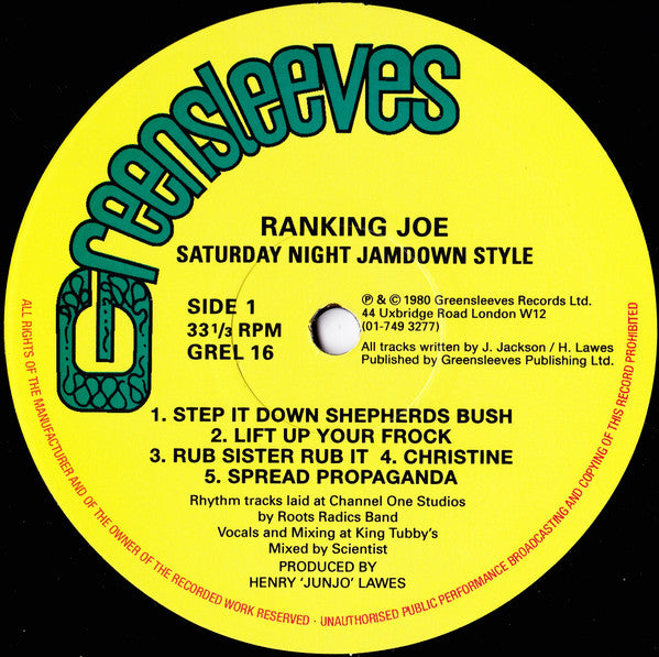 Ranking Joe : Saturday Night Jamdown Style (LP, Album, RE)