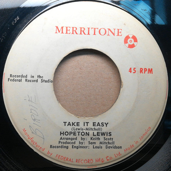 Hopeton Lewis : Take It Easy / Why Must I Cry (7", Single)