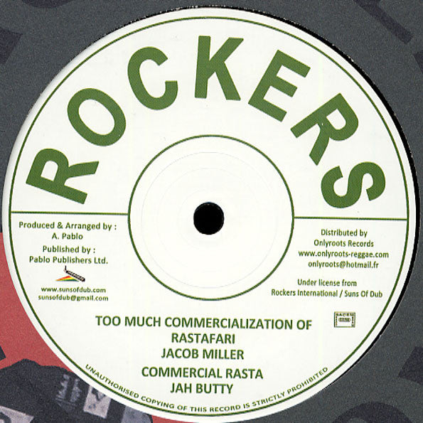 Jacob Miller / Jah Butty / Augustus Pablo : Too Much Commercialization Of Rastafari / Commercial Rasta / 555 Crown Street (12", RE)