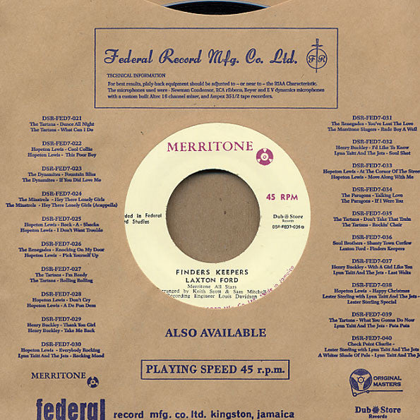 The Soul Brothers / Laxton Ford : Shanty Town Curfew / Finders Keepers (7", RE)