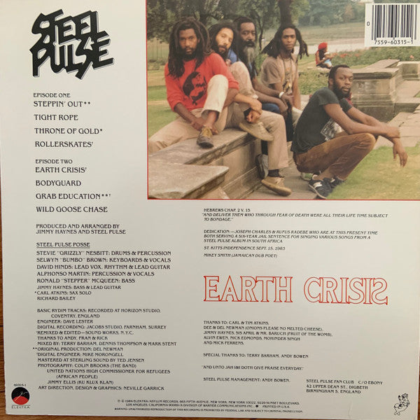 Steel Pulse : Earth Crisis (LP, Album, Spe)