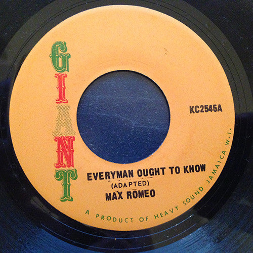 Max Romeo / Impact All Stars : Everyman Ought To Know / Everyman Ought To Know (Version) (7")