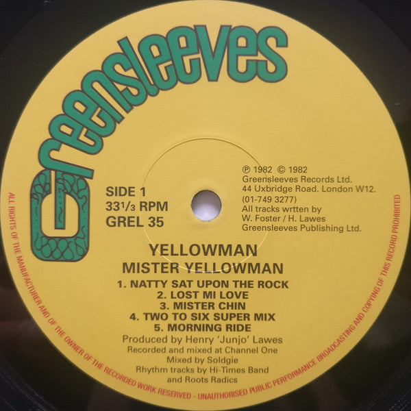 Yellowman : Mister Yellowman (LP, Album, RE)