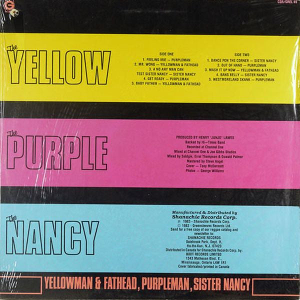 Yellowman & Fathead, Purpleman, Sister Nancy : The Yellow, The Purple And The Nancy (LP, Album)