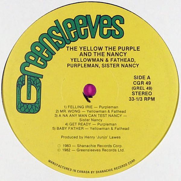 Yellowman & Fathead, Purpleman, Sister Nancy : The Yellow, The Purple And The Nancy (LP, Album)