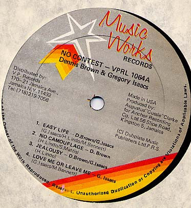 Gregory Isaacs & Dennis Brown : No Contest (LP, Album)