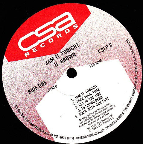 U Brown : Jam It Tonight (LP)