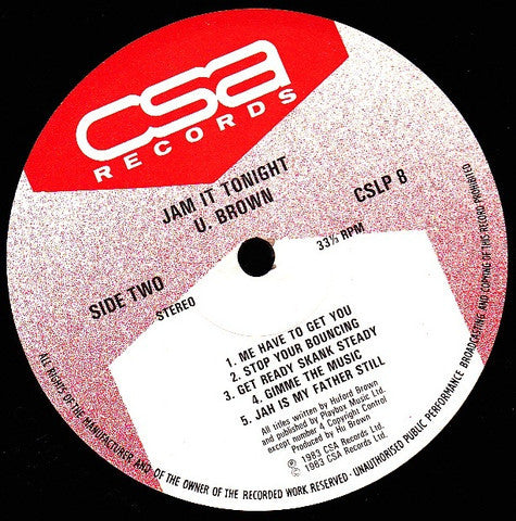U Brown : Jam It Tonight (LP)