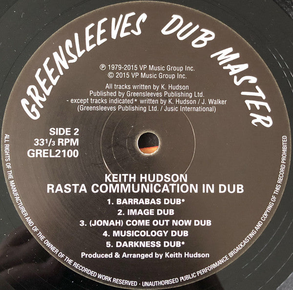 Keith Hudson : Rasta Communication In Dub (LP, Album, RE)