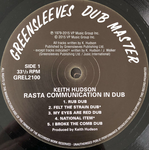 Keith Hudson : Rasta Communication In Dub (LP, Album, RE)