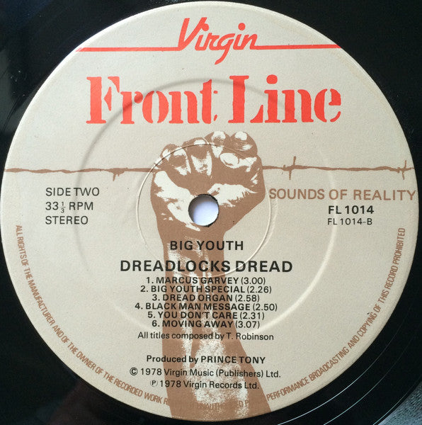 Big Youth : Dreadlocks Dread (LP, Album, RE)